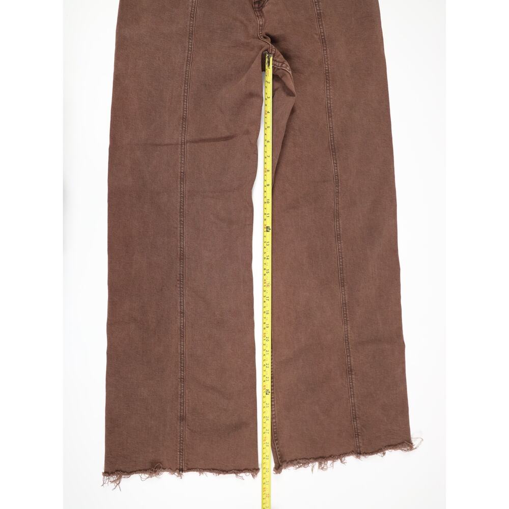 Pistola Rust Wide Leg Raw Hem Jeans 31 High Rise Front Seam Boho Western Chic - Picture 11 of 15